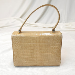 Vegan Leather Handbag with Crocodile Relief