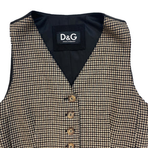 Dolce & Gabbana Brown Checkered Waistcoat