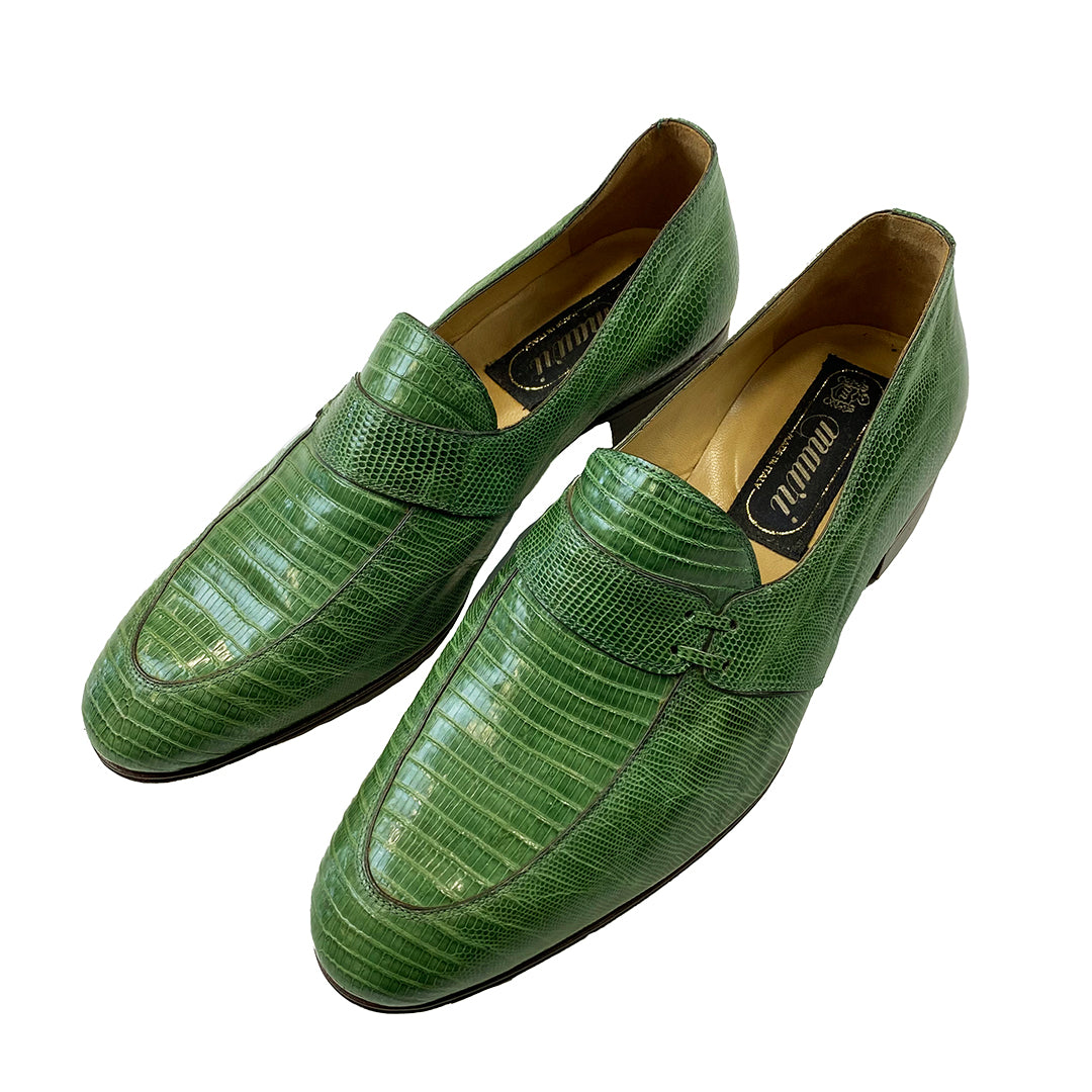 Mauri Green Leather Loafers