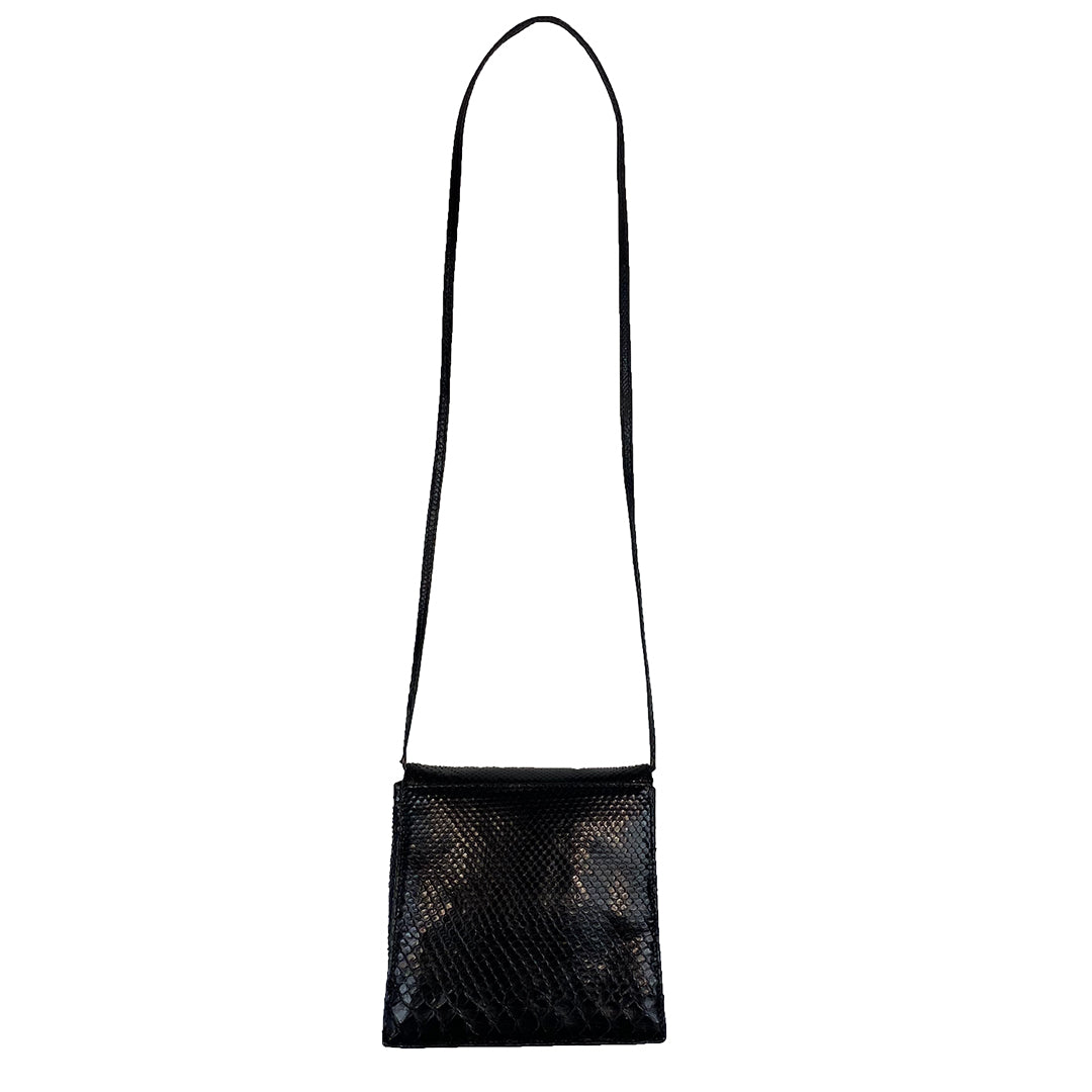 Black Leather Square Crossbody Shoulder Bag