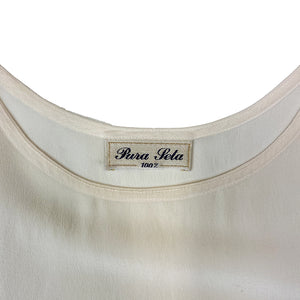 White Sleeveless Silk Blouse Top