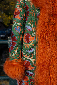 Suzani Coat - green cotton embroidery