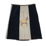 Load image into Gallery viewer, Printed Carousel Black Suede Skirt
