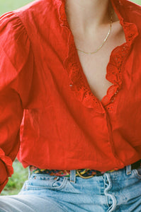 Alpe Trachtenmoden Red Button-up Blouse