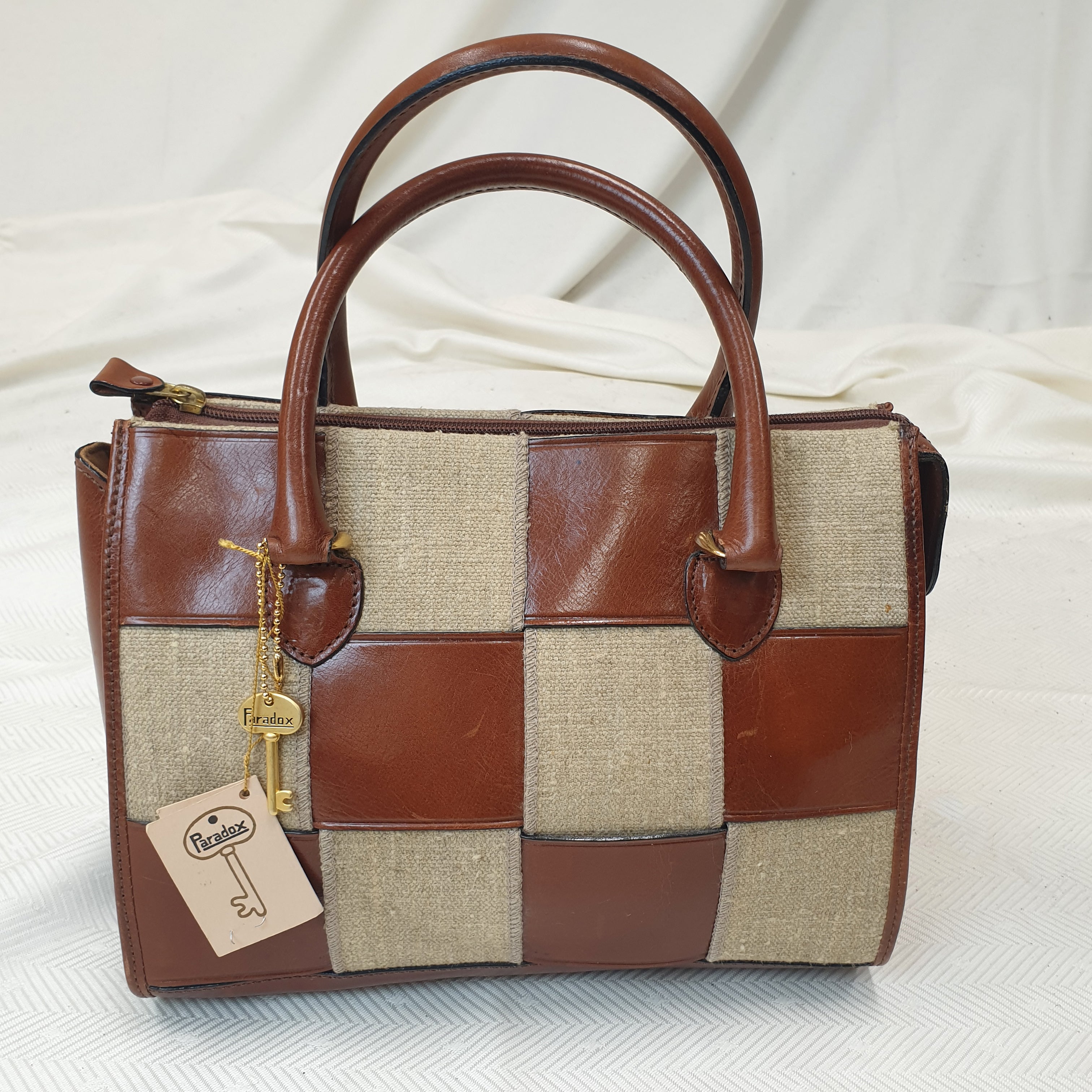 Linnen & Leather Patchwork Handbag