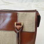 Load image into Gallery viewer, Linnen &amp; Leather Patchwork Handbag
