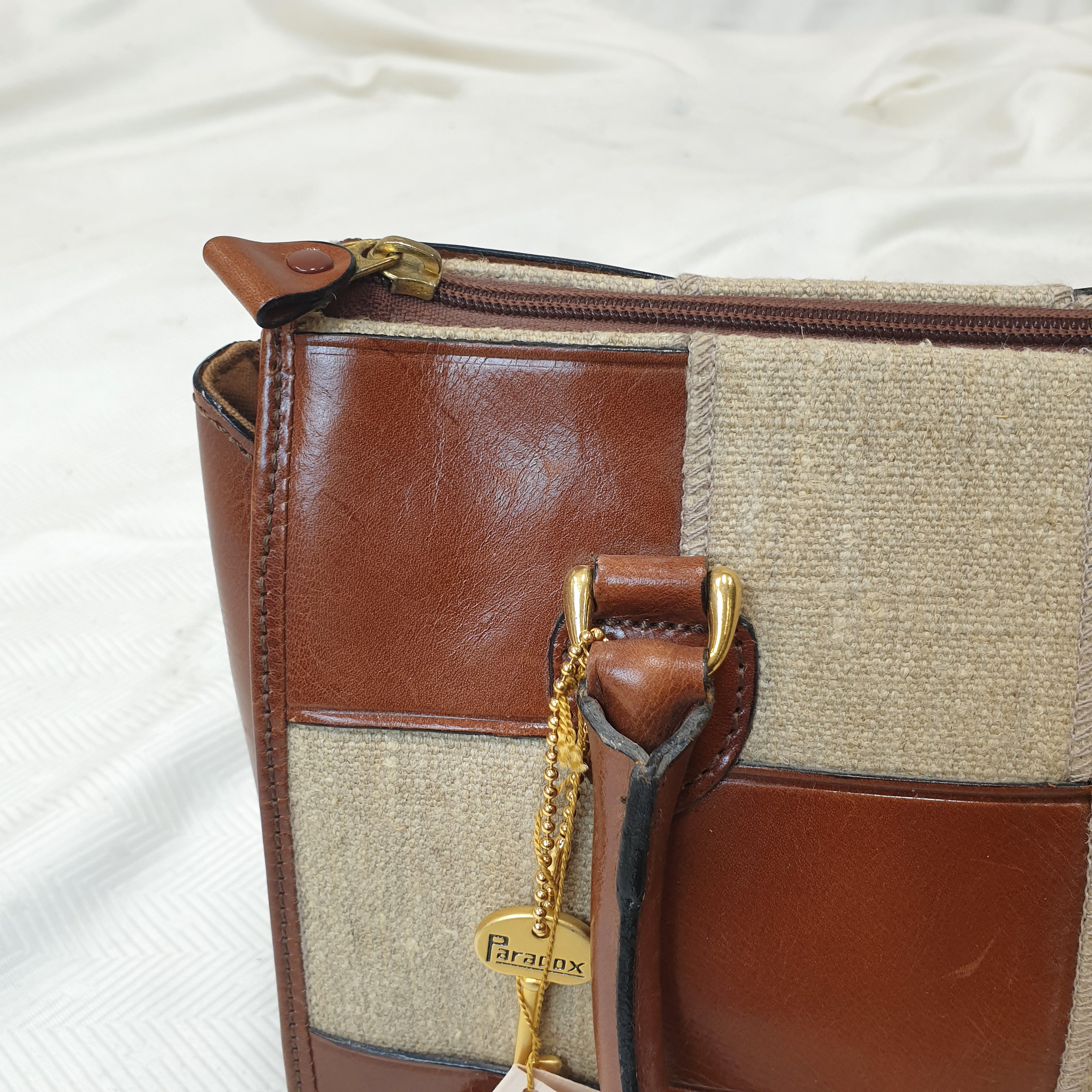 Linnen & Leather Patchwork Handbag