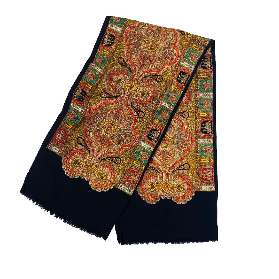 Multi-colour Black Scarf with Pattern