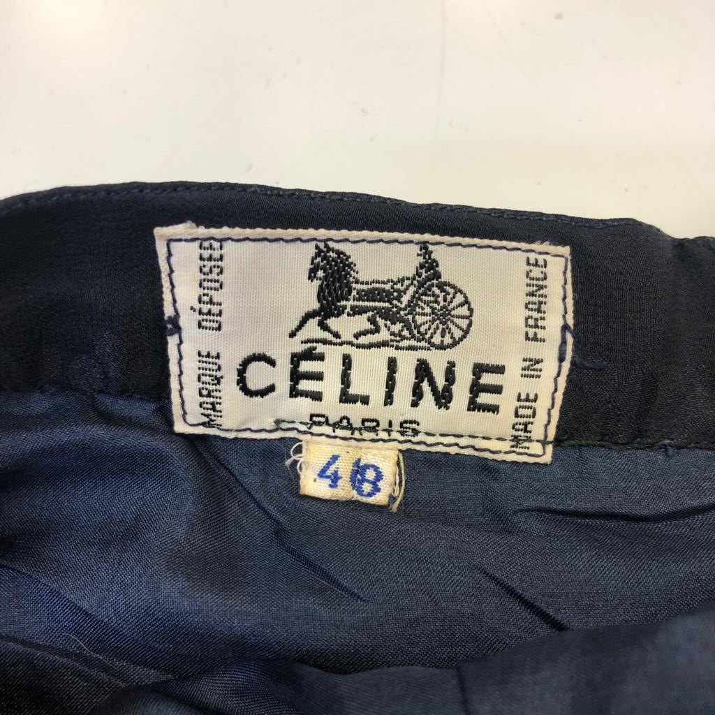 Céline Vintage Pleated Navy Skirt