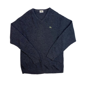 Lacoste Charcoal Grey Wool Knitted V-neck Jumper