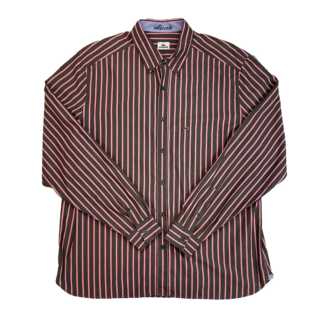 Lacoste Pink/Brown Striped Button-down Shirt