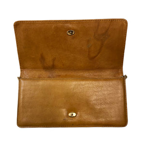 Brown Leather Shoulder Bag with Golden Chain
