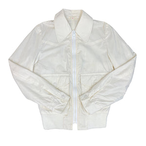 White Windbreaker Harrington Style Spring Jacket