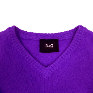 D & G Purple Wool V-neck Jumper Dress