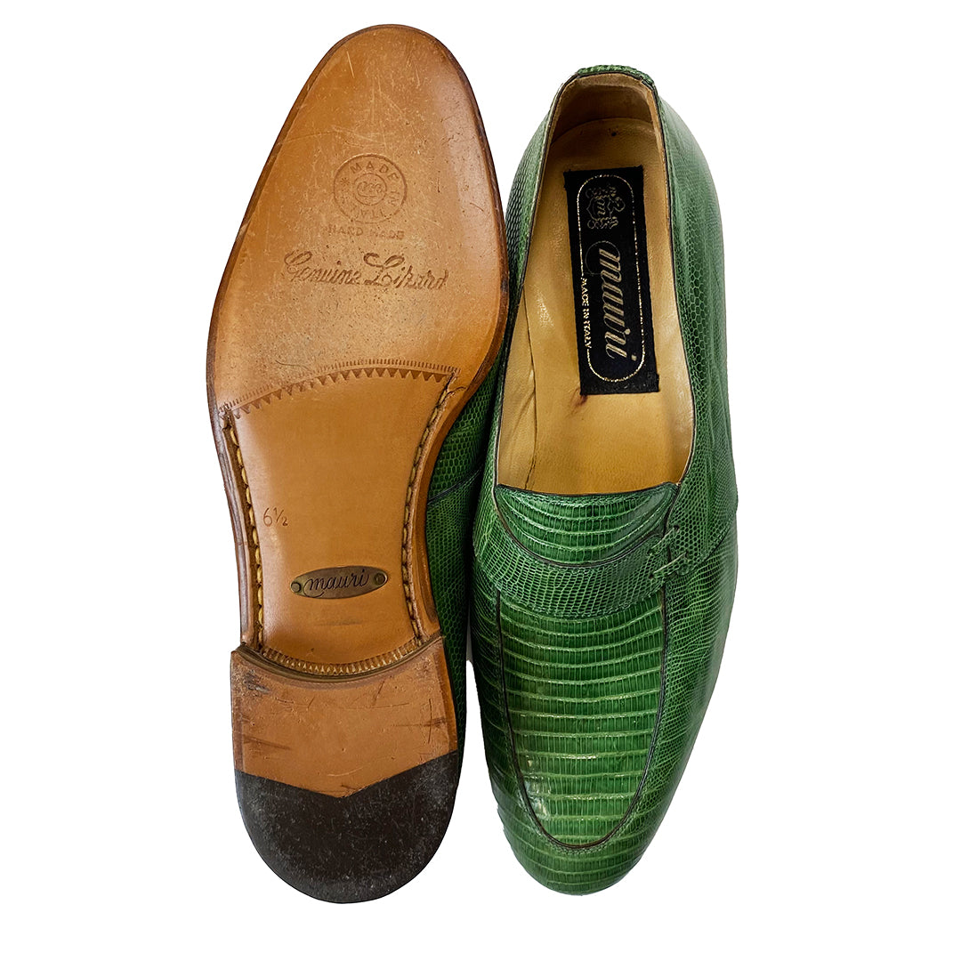 Mauri Green Leather Loafers
