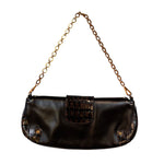 Load image into Gallery viewer, Escada Chocolate Brown Baguette Shoulder Bag
