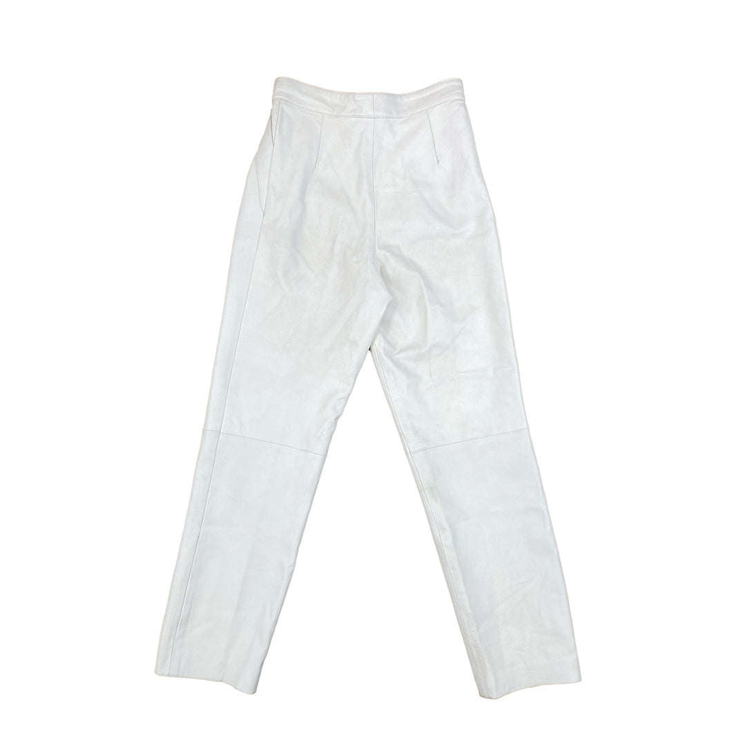 White Leather Cropped Pants