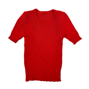 Red Knitted Fitted T-shirt Top
