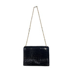 Load image into Gallery viewer, Black Leather Shoulder Bag w/ Golden Chain
