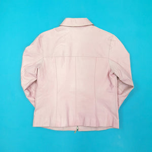 Burberry Pink Leather Jacket with Zipper