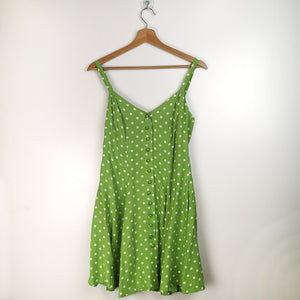 Strappy Green Polkadot Dress with Buttons