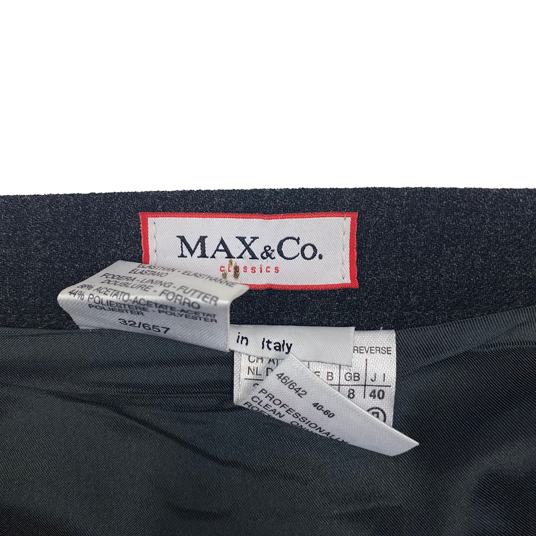 Max & Co A-Line Grey Wool Mini Skirt