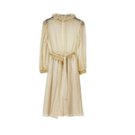 Load image into Gallery viewer, Golden &amp; Cream Sheer Maxi Dress w/ Ruffle Colar

