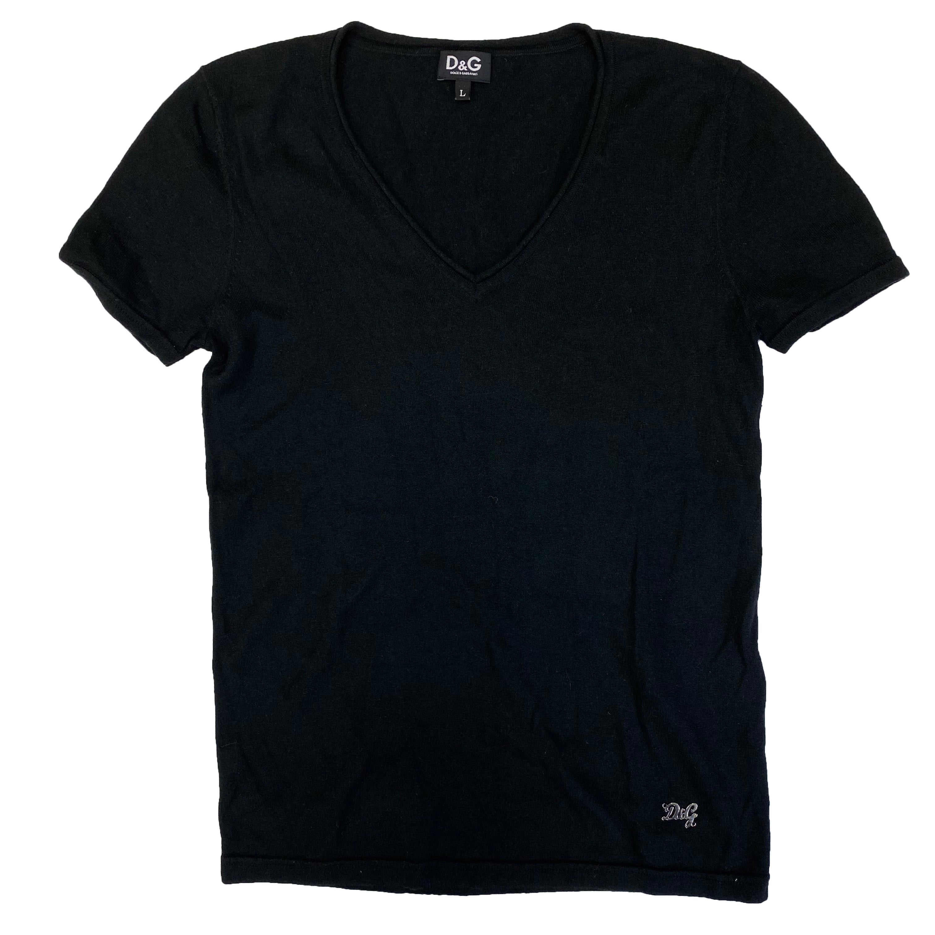 Dolce & Gabbana Black V-Neck T-Shirt