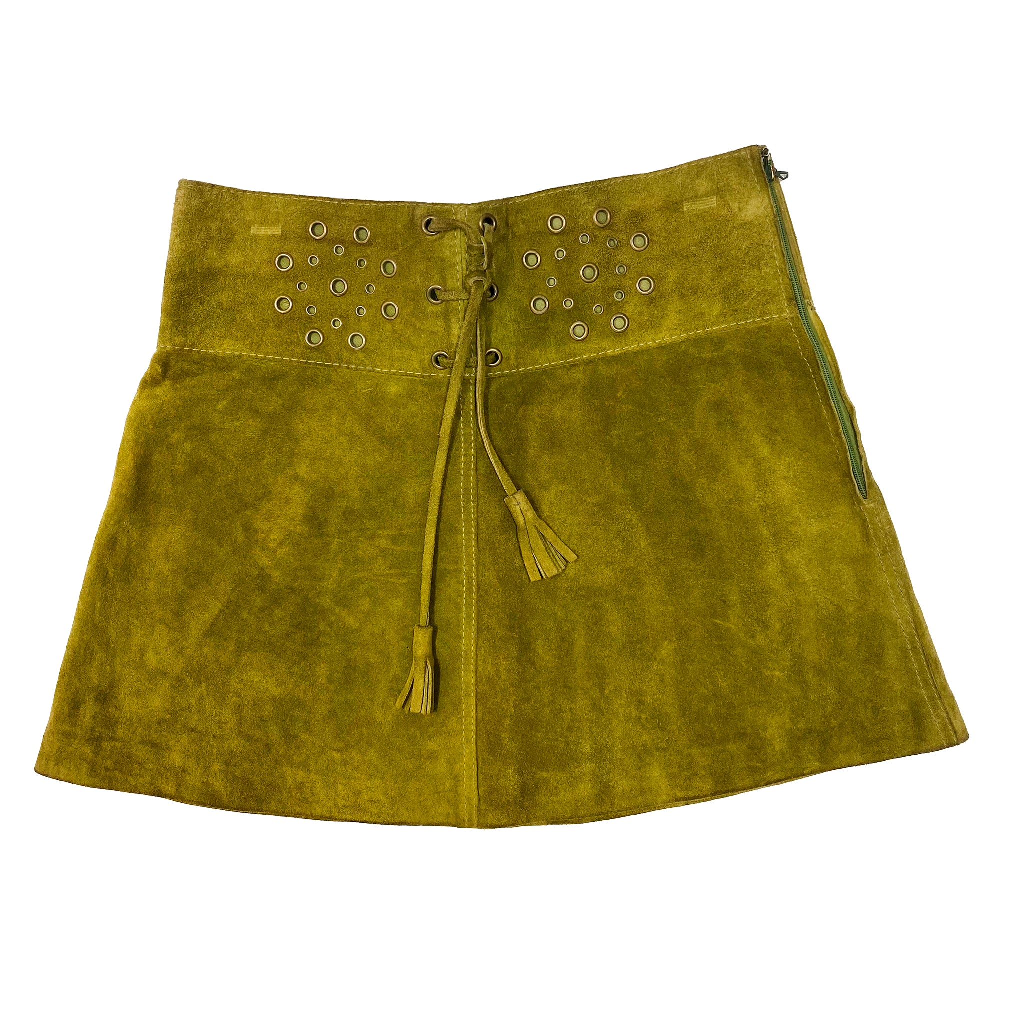90's Green Suede Mini Skirt