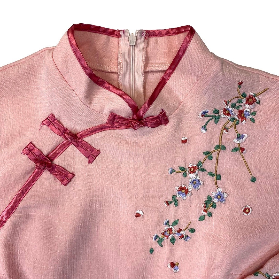 Pink Blouse with Floral Embroidery