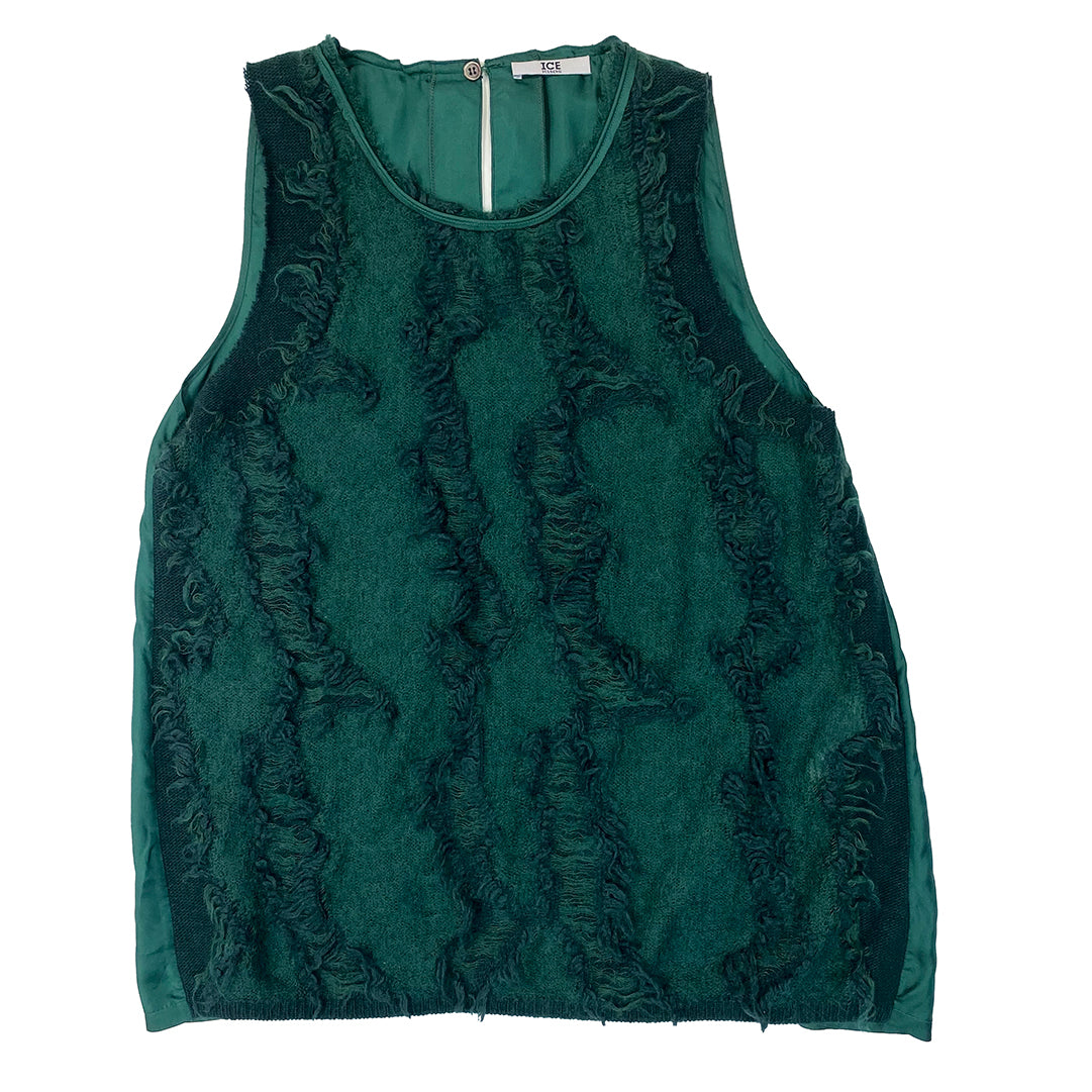 Iceberg Emerald Green Sleeveless Textured Top