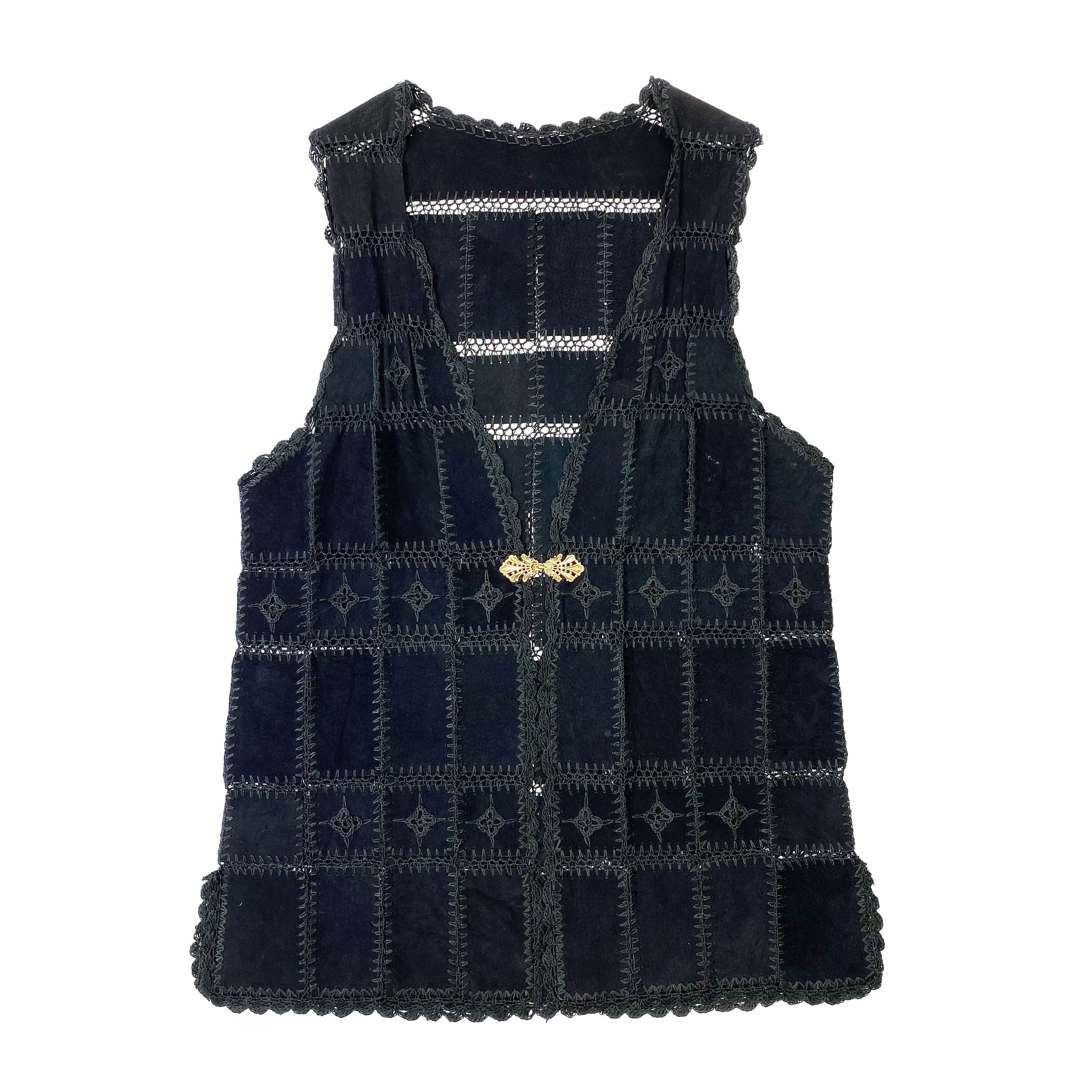 Leather Patchwork Crochet Detailled Tunic/Dress