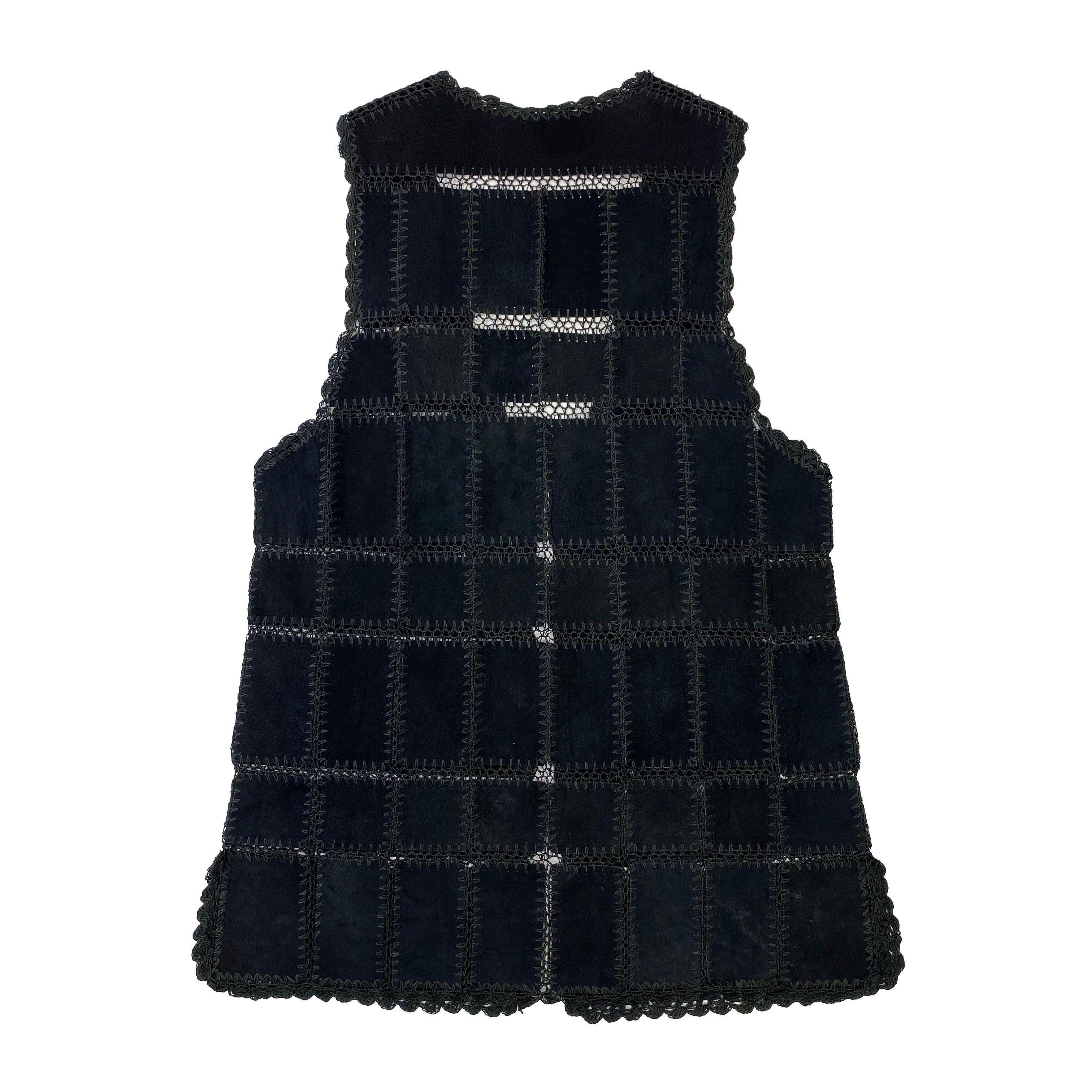 Leather Patchwork Crochet Detailled Tunic/Dress