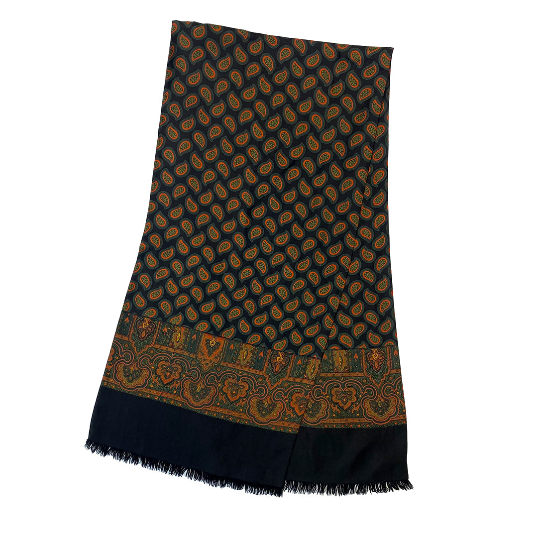 Black Multi-colour Scarf with Paisley Pattern