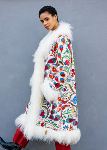 Suzani Coat - white & multicolor