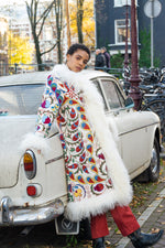 Load image into Gallery viewer, Suzani Coat - white &amp; multicolor
