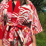 Load image into Gallery viewer, Red Kimono With Print
