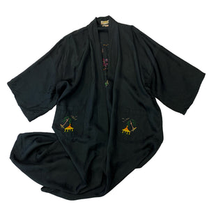 Black Hand-embroidered Chinese Kimono