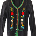 Load image into Gallery viewer, Black knit flower cardigan
