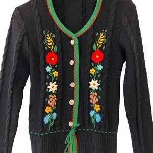 Black knit flower cardigan