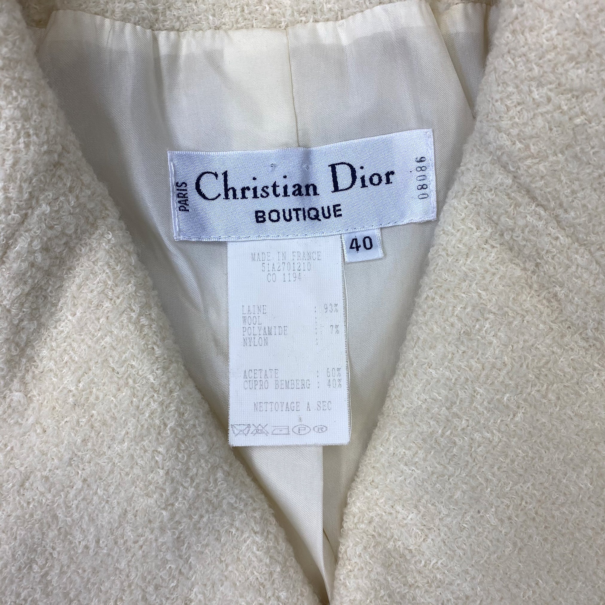 Christian Dior White Wool Vintage Blazer
