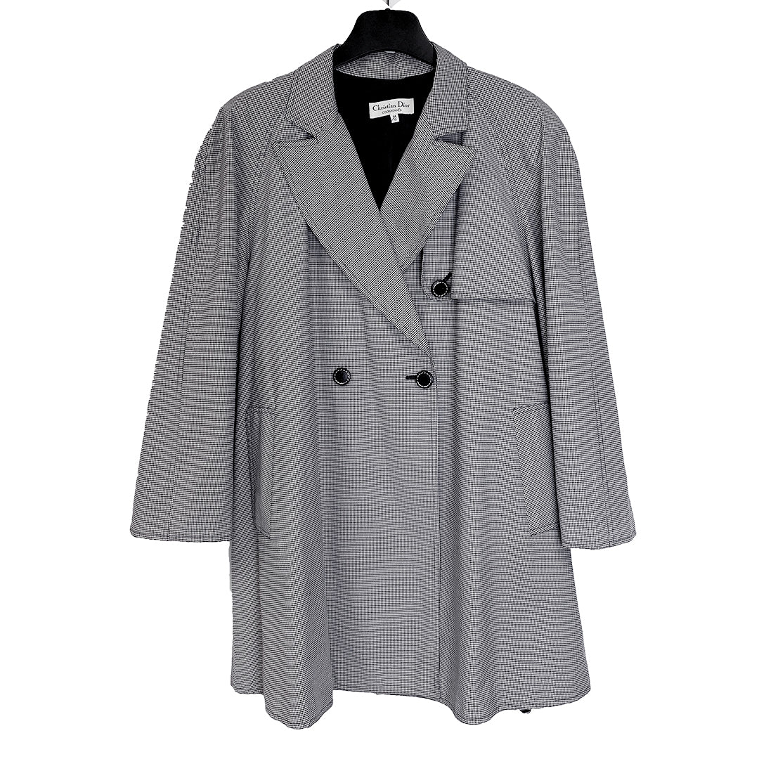 Christian Dior Vintage Gray Checkered Oversized Coat