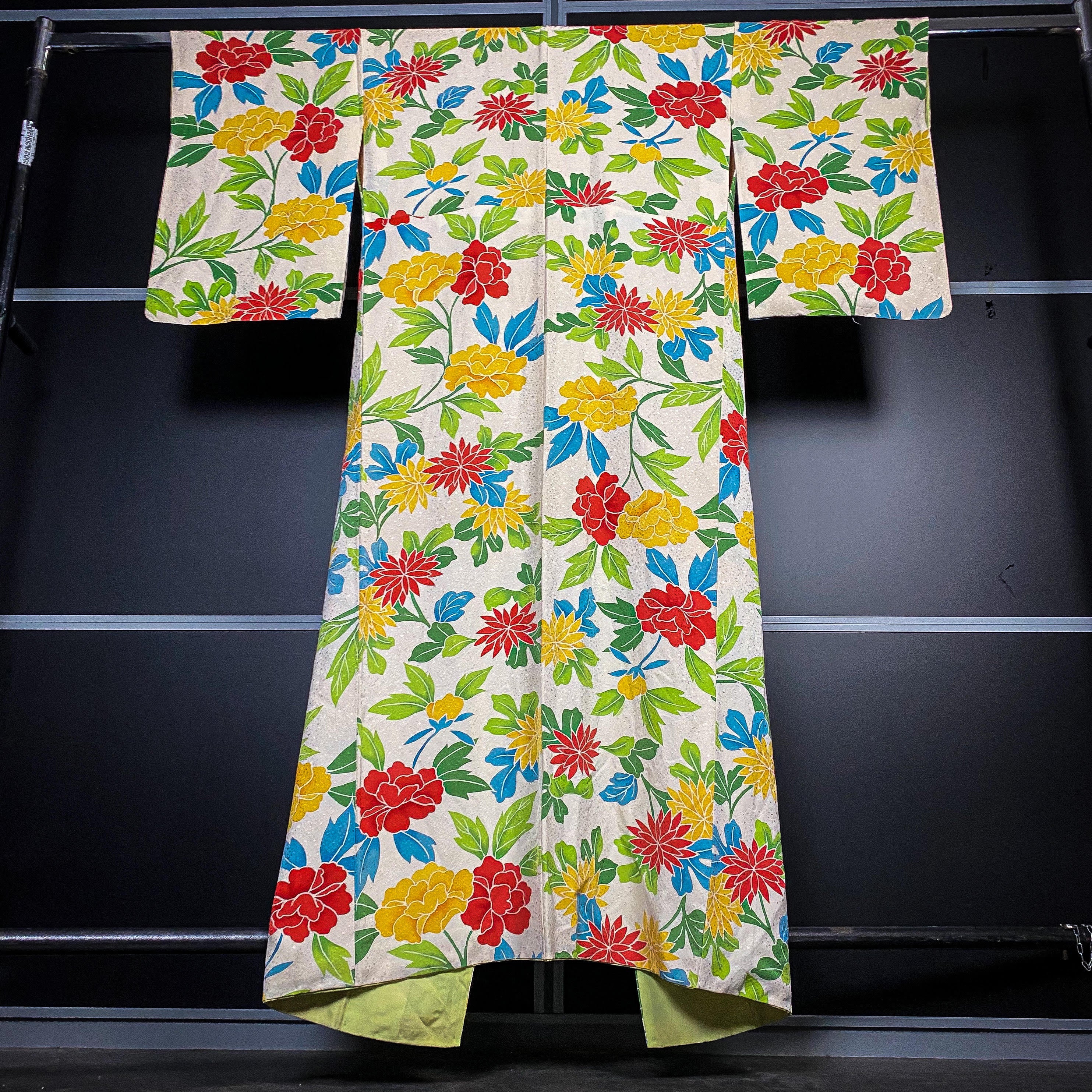 White Silky Kimono with Colorful Floral Prints