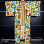 Load image into Gallery viewer, White Silky Kimono with Colorful Floral Prints
