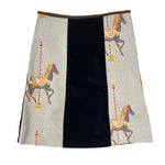 Load image into Gallery viewer, Printed Carousel Black Suede Skirt
