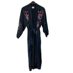 Load image into Gallery viewer, Plum Blossoms Black Chinese Hand Embroidery Kimono
