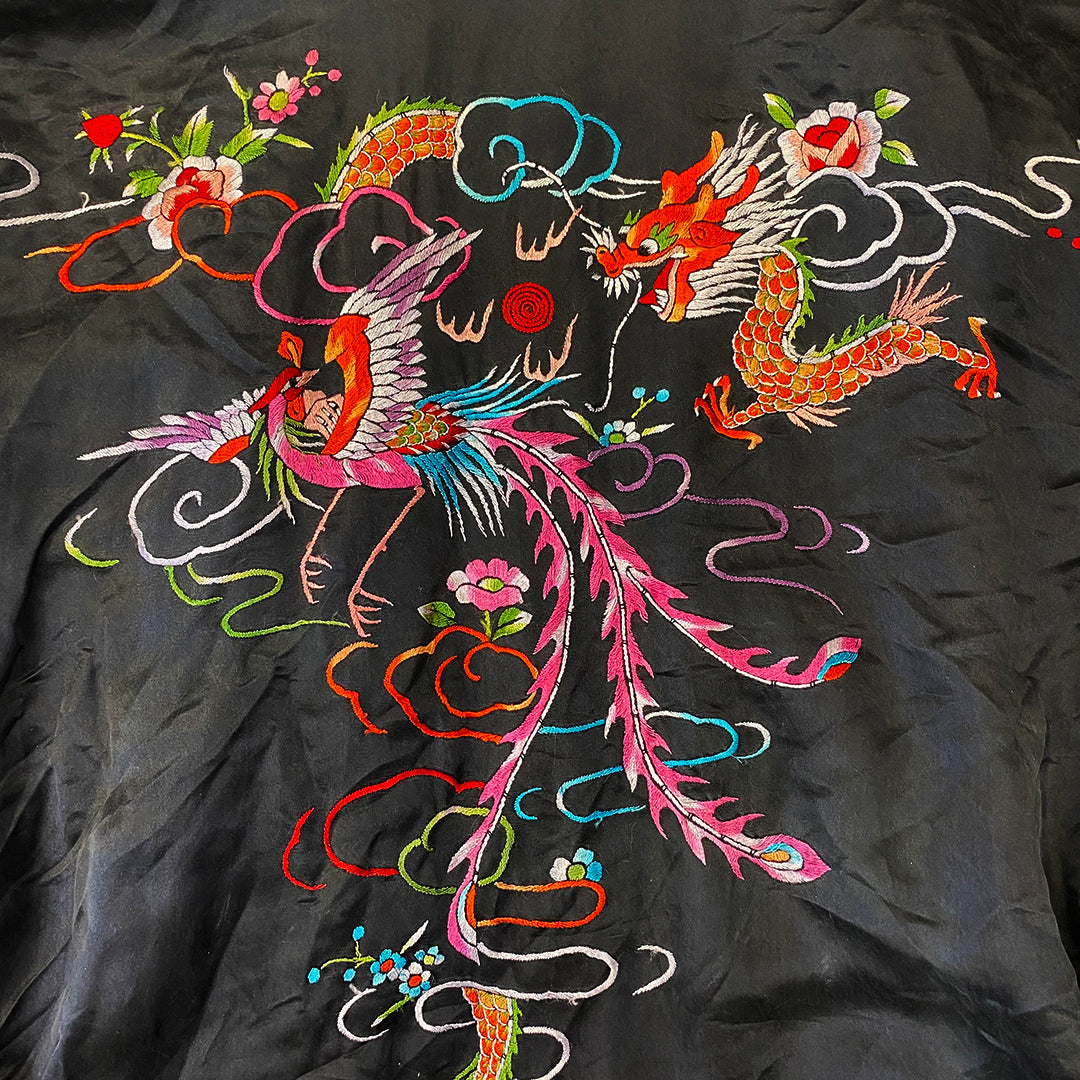 Plum Blossoms Black Chinese Hand Embroidery Kimono