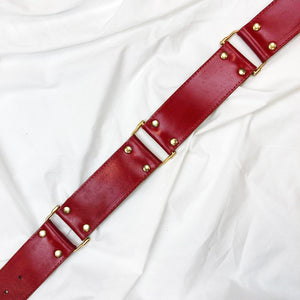 Red Leather Belt With Golden Details