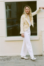 Load image into Gallery viewer, White Wide-leg High-waisted Trousers
