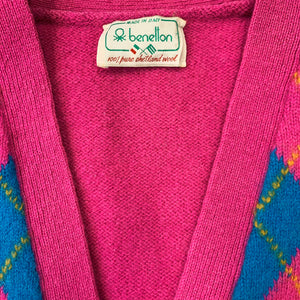 Pink Wool V-neck Spencer Vest by Benetton